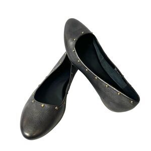 Kork-Ease Womens Sz 9M Comfort Casual Pewter Leather Slip On Studded Flat Loafer